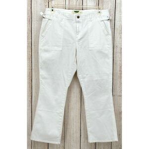 Anthropologie Utility Ankle Crop Pants Size 31 Straight Hem‎ High Waist White